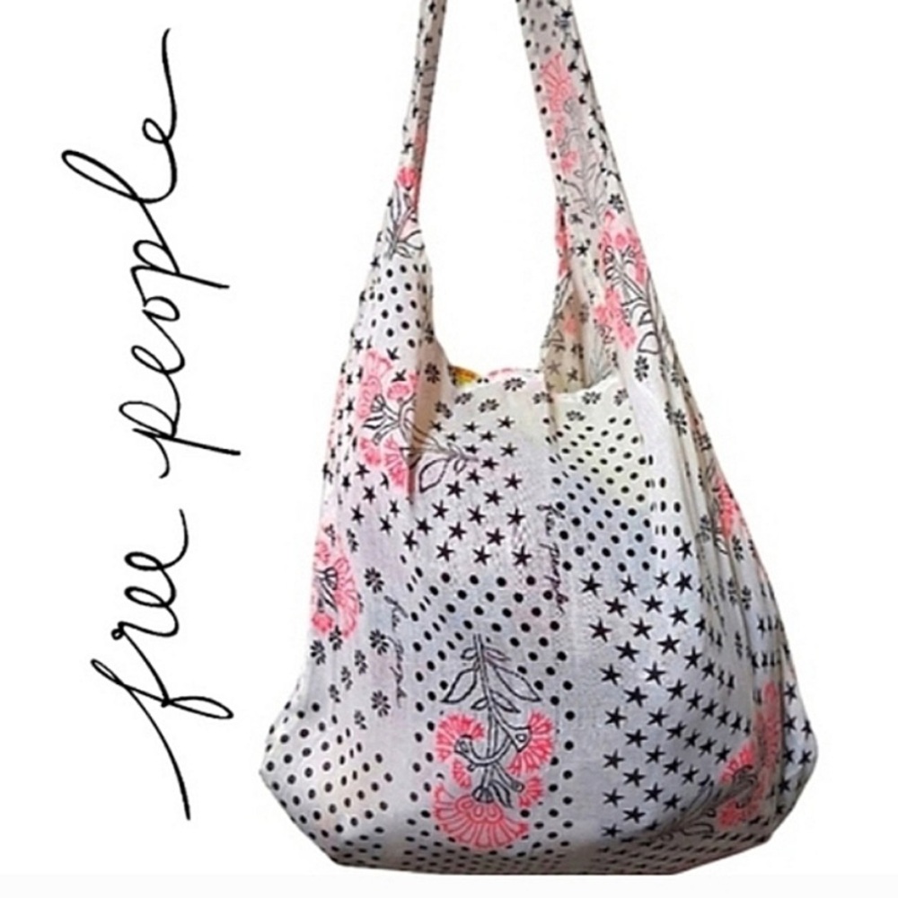 Free People Floral White and Pink Tote